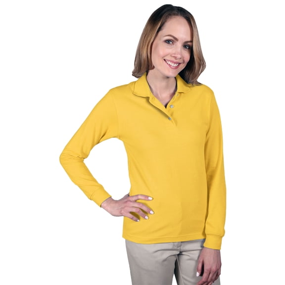 BlueGeneration Ladies Long Sleeve Superblend Pique - Yellow 3 Extra Large Solid