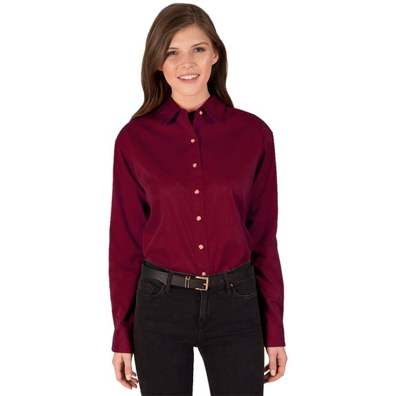 BlueGeneration Ladies Long Sleeve Teflon Twill - Burgundy 3 Extra Large Solid