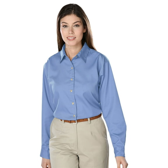 BlueGeneration Ladies Long Sleeve Teflon Twill - Light Blue 4 Extra Large Solid