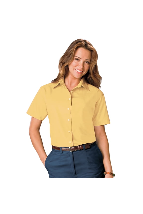 BlueGeneration Ladies S/S Light Weight Poplin Shirt - Maize Medium Solid
