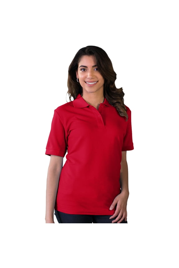 BlueGeneration Ladies S/S Value Pique Polo - Red Medium Solid