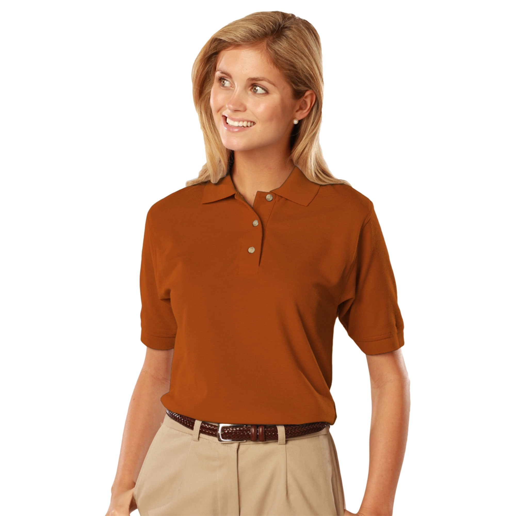 BlueGeneration Ladies Short Sleeve 100% Cotton Pique Polo Burnt