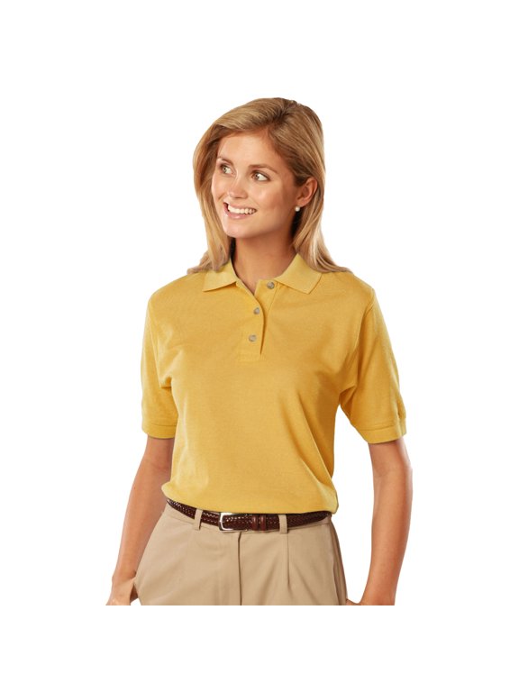 BlueGeneration Ladies Short Sleeve 100% Cotton Pique Polo - Maize Large Solid