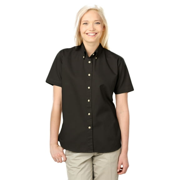 BlueGeneration Ladies Short Sleeve 100% Cotton Twill - Black Medium Solid