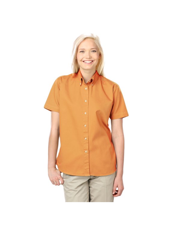 BlueGeneration Ladies Short Sleeve 100% Cotton Twill - Mango Large Solid