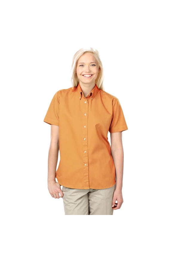 BlueGeneration Ladies Short Sleeve 100% Cotton Twill - Mango Large Solid