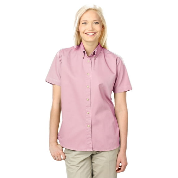 BlueGeneration Ladies Short Sleeve 100% Cotton Twill - Pink 2 Extra Large Solid