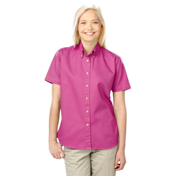 BlueGeneration Ladies Short Sleeve 100% Cotton Twill - Sangria Large Solid