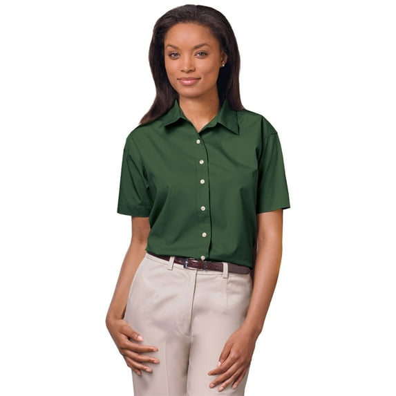 BlueGeneration Ladies Short Sleeve Easy Care Poplin - Hunter Extra Small Solid