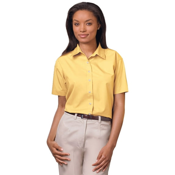 BlueGeneration Ladies Short Sleeve Easy Care Poplin - Maize Large Solid