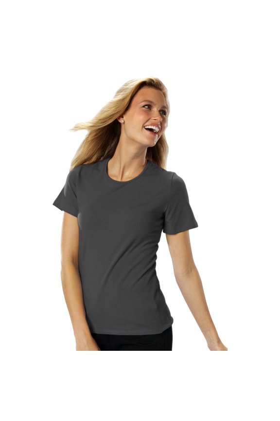 BlueGeneration Ladies Short Sleeve Jewel Neck - Graphite Large Solid