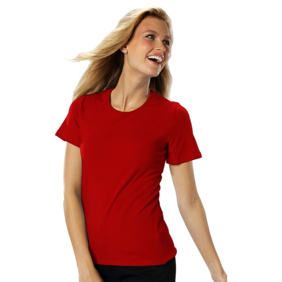 BlueGeneration Ladies Short Sleeve Jewel Neck - Red 2 Extra Large Solid