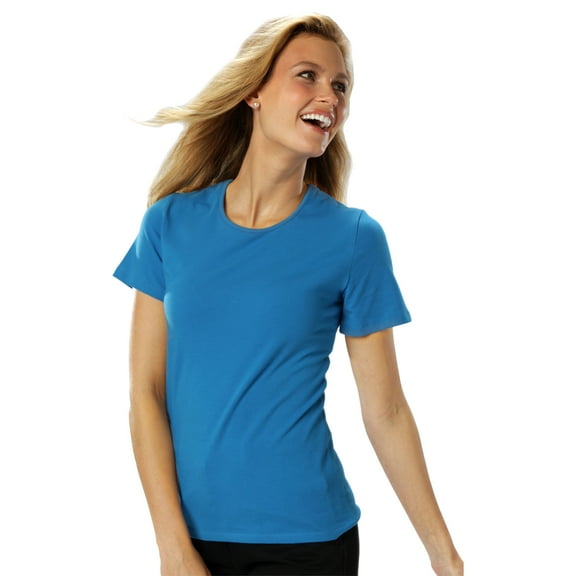 BlueGeneration Ladies Short Sleeve Jewel Neck - Turquoise 3 Extra Large Solid