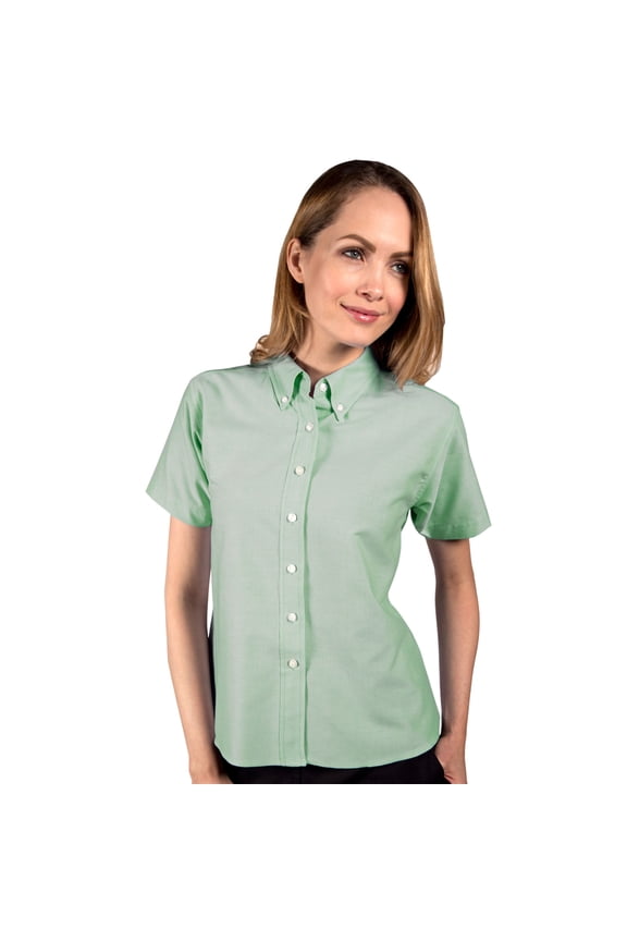 BlueGeneration Ladies Short Sleeve Oxford - Light Green 3 Extra Large Solid