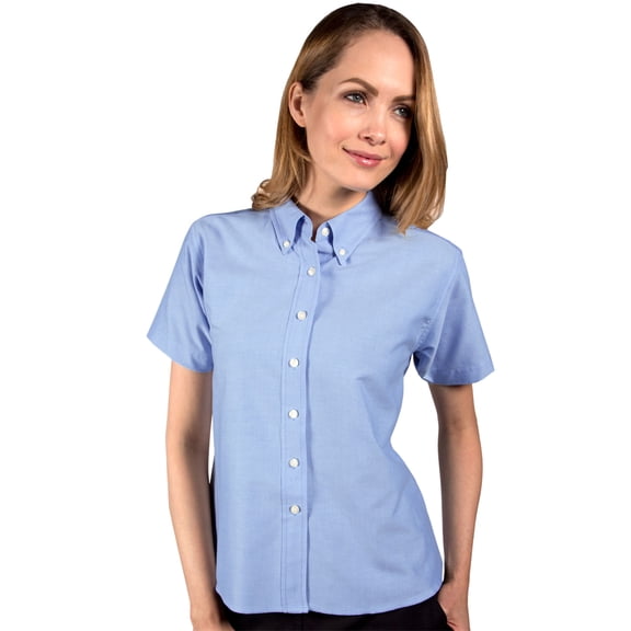 BlueGeneration Ladies Short Sleeve Oxford - Oxford Blue Large Solid