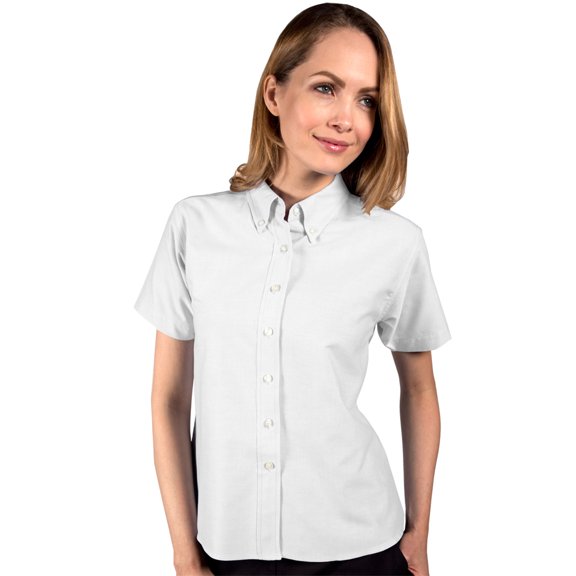BlueGeneration Ladies Short Sleeve Oxford - White Extra Large Solid