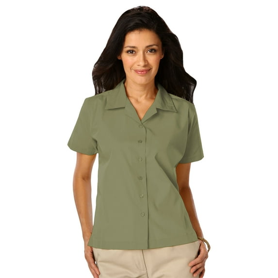 BlueGeneration Ladies Short Sleeve Solid Campshirt 65/35 Poly/ Cotton - Sage 2 Extra Large Solid