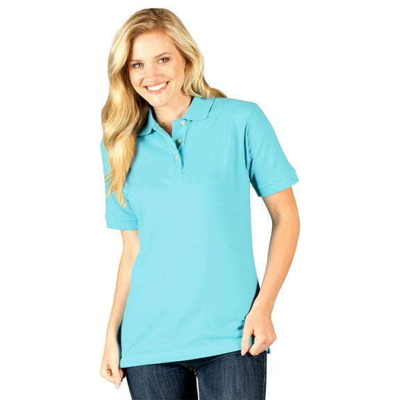 BlueGeneration Ladies Short Sleeve Superblend Pique - Aqua Medium Solid