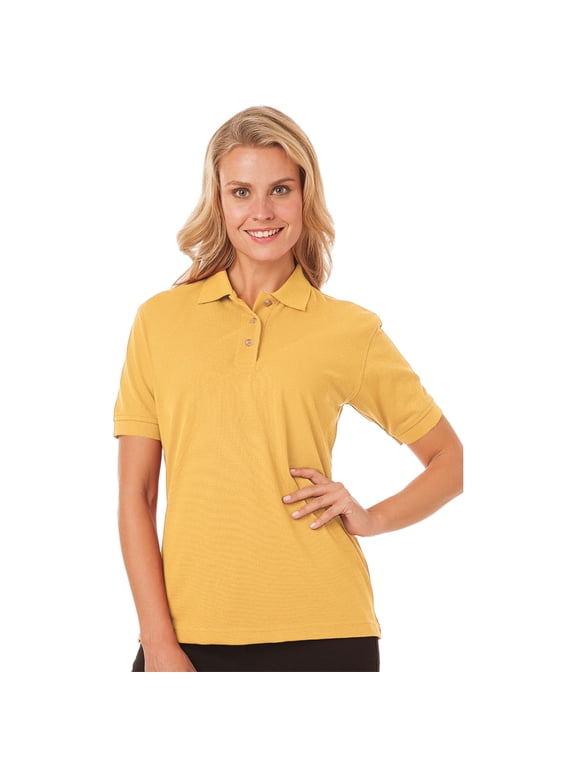 BlueGeneration Ladies Short Sleeve Superblend Pique - Maize Small Solid