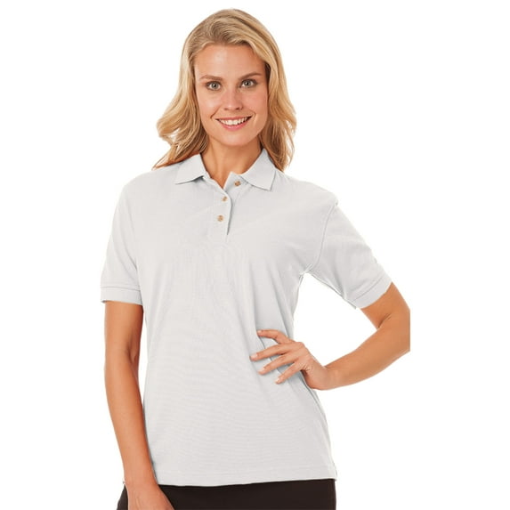 BlueGeneration Ladies Short Sleeve Superblend Pique - White Small Solid