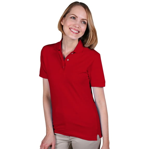 BlueGeneration Ladies Short Sleeve Teflon Treated Piques No Pocket - Red 4 Extra Large Solid