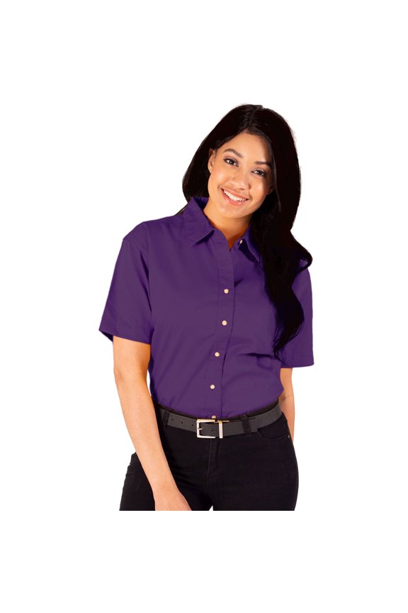BlueGeneration Ladies Short Sleeve Teflon Twill - Purple 3 Extra Large Solid