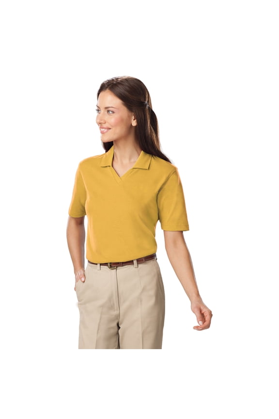 BlueGeneration Ladies Short Sleeve V-Neck - Maize Large Solid