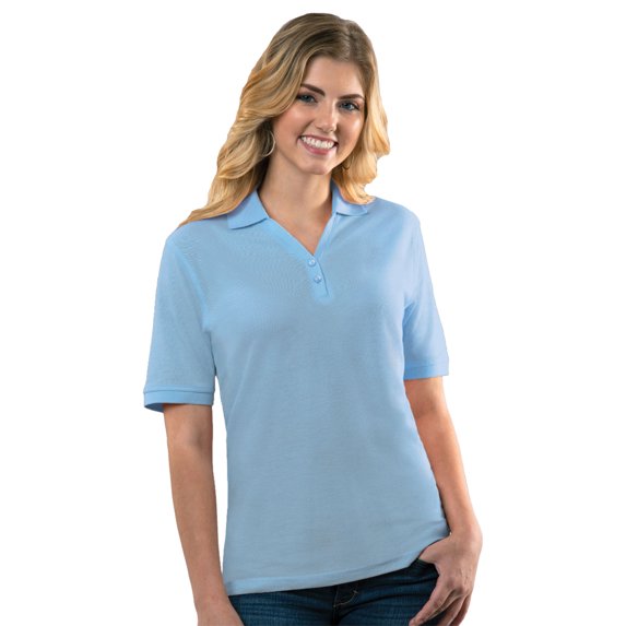 BlueGeneration Ladies Soft Touch S/S Y-Placket Polo - Light Blue Large Solid