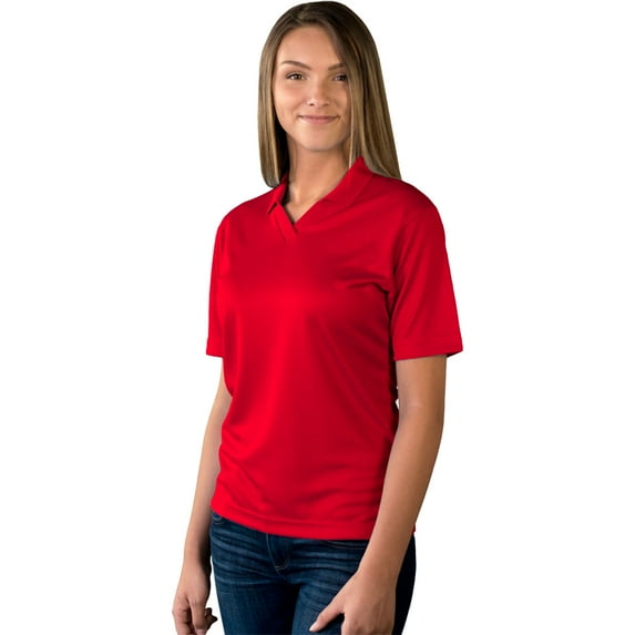 BlueGeneration Ladies Solid Wicking V-Neck - Red Small Solid