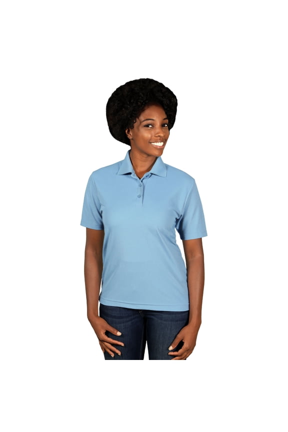 BlueGeneration Ladies Value Moisture Wicking S/S Polo - Light Blue Small Solid