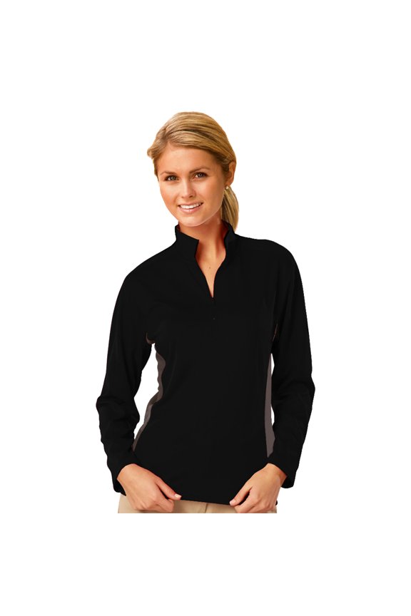 BlueGeneration Ladies Wicking 1/2 Zip Blocked - Black Small Trim Graphite