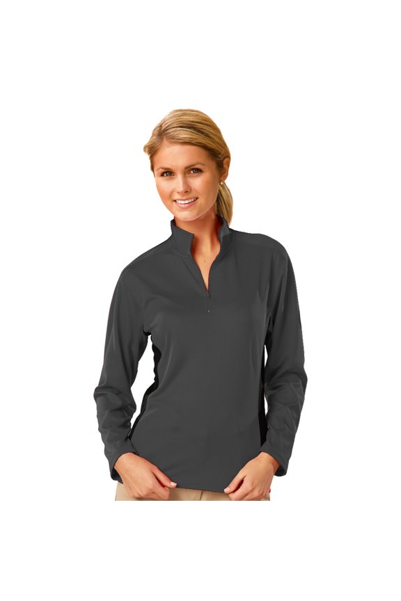BlueGeneration Ladies Wicking 1/2 Zip Blocked - Graphite 2 Extra Large Trim Black