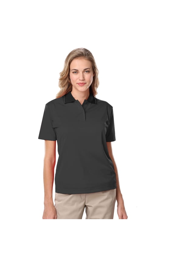 BlueGeneration Ladies Wicking Piped Polo - Graphite Small Solid