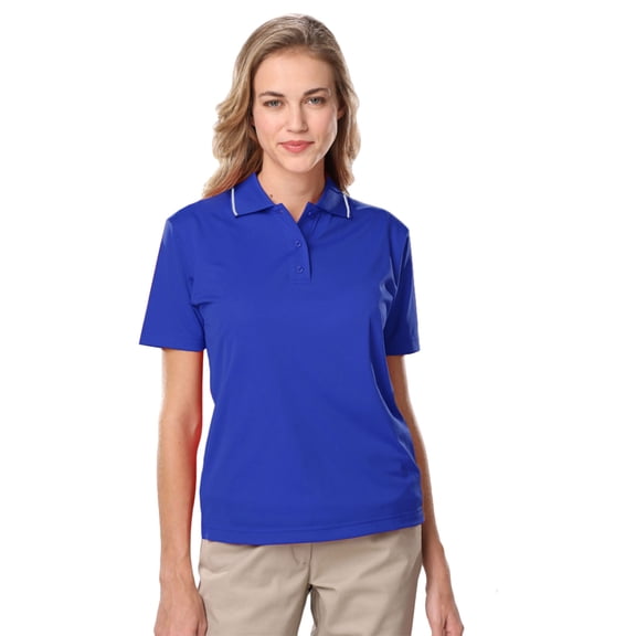 BlueGeneration Ladies Wicking Piped Polo - Royal Large Solid