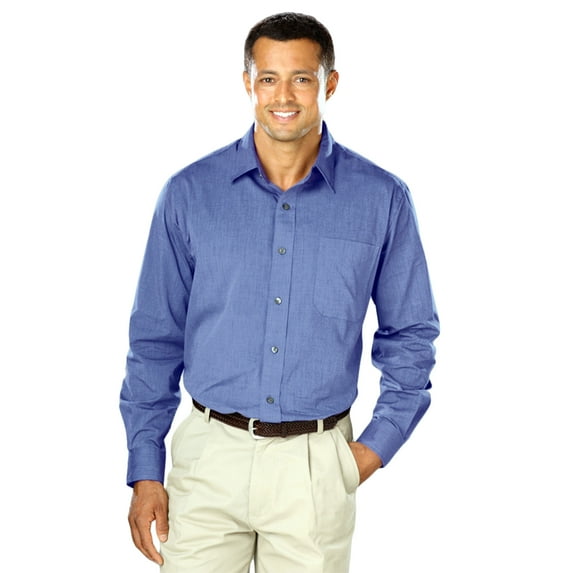 BlueGeneration Men'S Cross-Weave L/S Shirtl - French Blue Small Solid