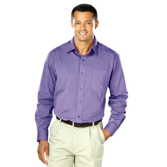 BlueGeneration Men'S Cross-Weave L/S Shirtl - Plum Medium Solid