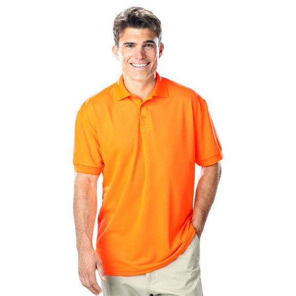 BlueGeneration Men'S High Visibility Pique Polo Solid - Orange Large Solid