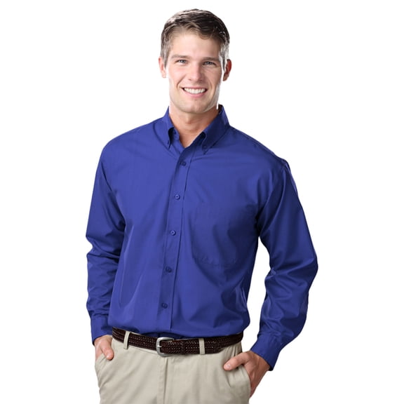 BlueGeneration Men'S L/S Light Weight Poplin Shirt - Royal 6 Extra Large Solid