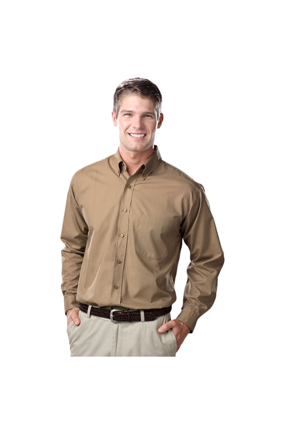 BlueGeneration Men'S L/S Light Weight Poplin Shirt - Tan 3 Extra Large Solid