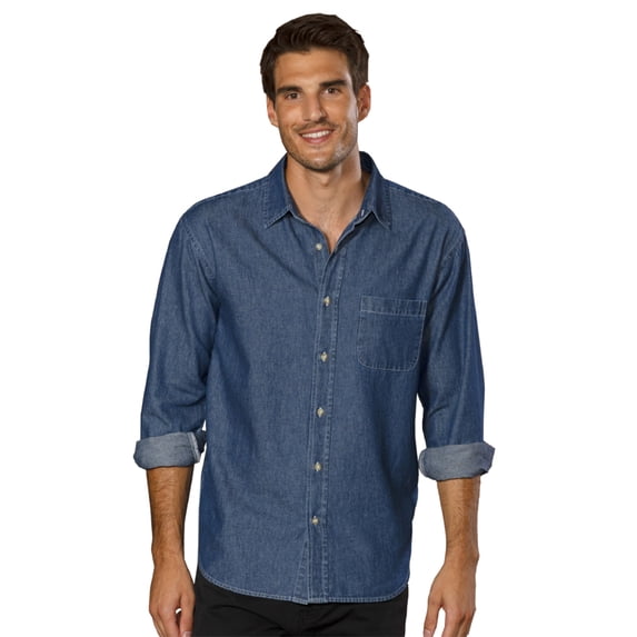 BlueGeneration Men'S L/S Untucked W/ Pocket Vintage Blue Large Solid