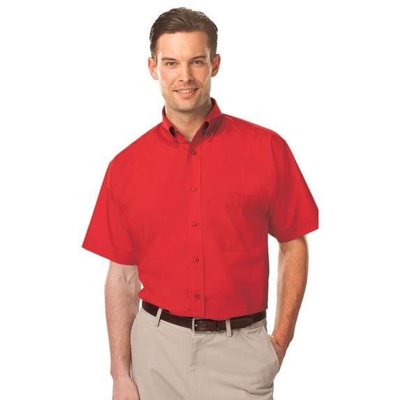 BlueGeneration Men'S S/S Light Weight Poplin Shirt - Red 5 Extra Large Solid