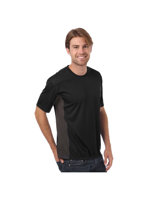 BlueGeneration Men's Colorblock Wicking Tee - Black Medium Solid