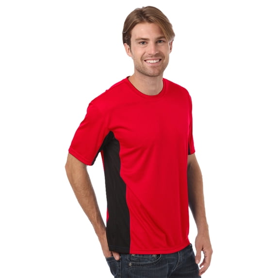 BlueGeneration Men's Colorblock Wicking Tee - Red Small Solid
