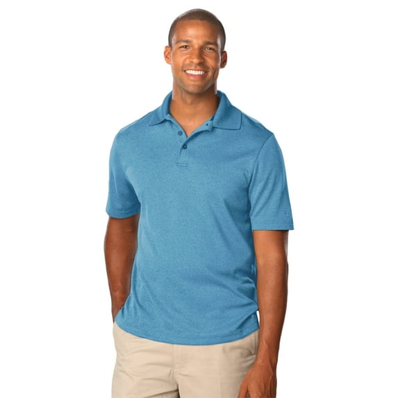 BlueGeneration Men's Heathered Wicking Polo - Heather Turquoise 4 Extra Large Solid