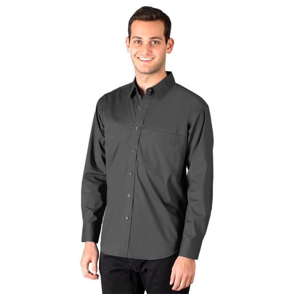 BlueGeneration Men's Superblend Poplin L/S Untucked Shirt - Graphite 2 Extra Large Solid