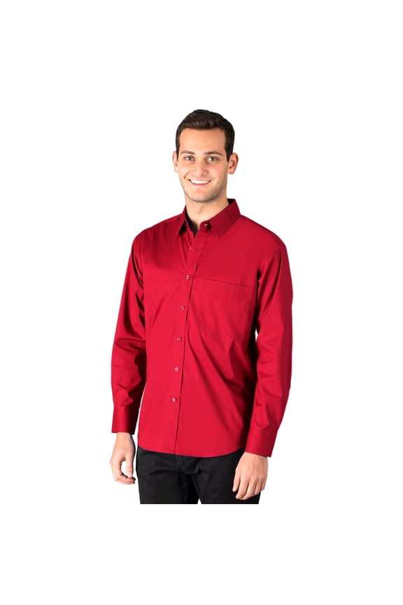 BlueGeneration Men's Superblend Poplin L/S Untucked Shirt - Red Large Solid