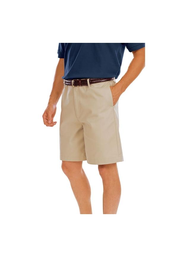 BlueGeneration Mens Flat Front Teflon Treated Twill Shorts - Khaki Length 8 Inch Waist 46