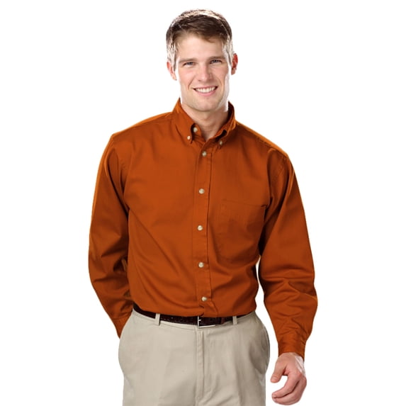 BlueGeneration Mens Long Sleeve 100% Cotton Twill - Burnt Orange 5 Extra Large Solid