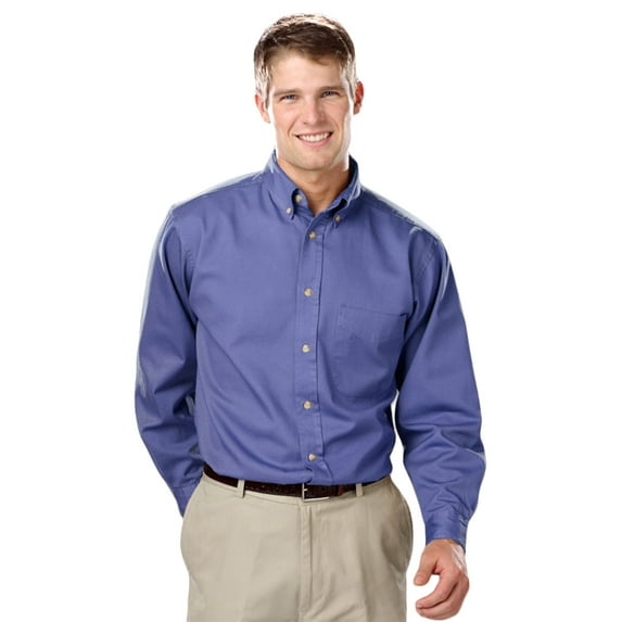 BlueGeneration Mens Long Sleeve 100% Cotton Twill - French Blue Large Solid