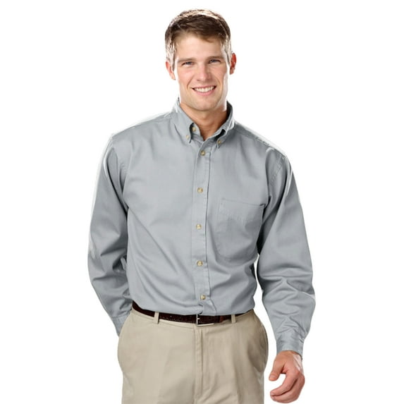 BlueGeneration Mens Long Sleeve 100% Cotton Twill - Grey 6 Extra Large Solid